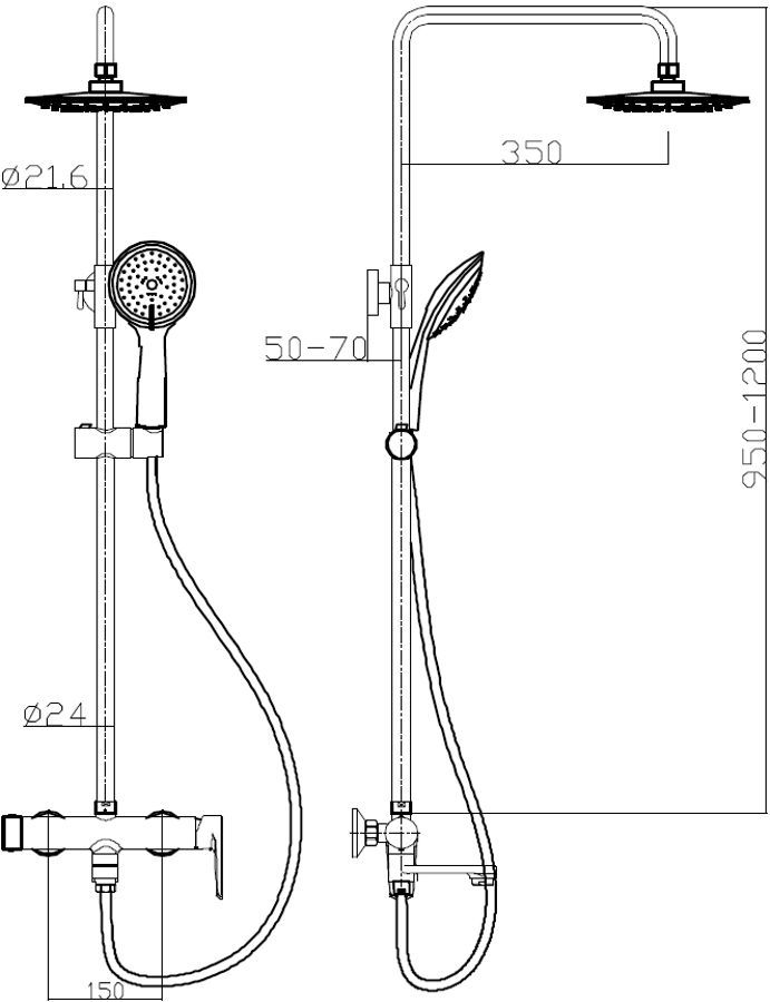 Душевая стойка Aquanet Logic AF320-72-R-C Душевая стойка Aquanet Logic AF320-72-R-C