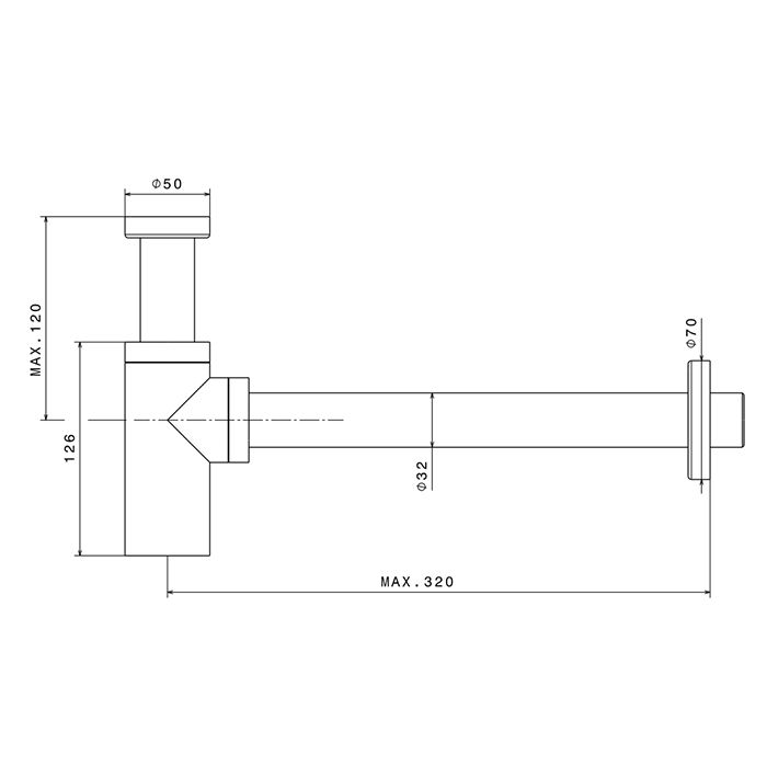 Newform X-STEEL 316 Сифон для раковины под донный клапан, L=300 мм цвет: INOX