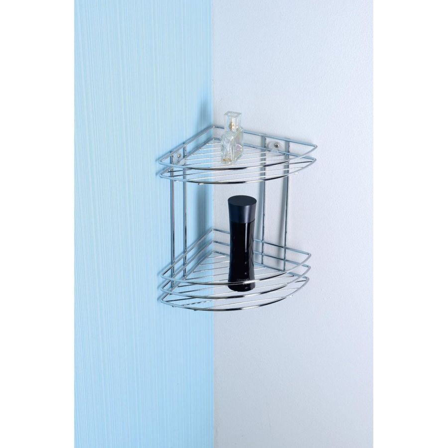 Полка CHROM LINE угловая, двойная, из стальной проволоки с бортиками, 200х280х200 мм, хром, Sapho, артикул 37010