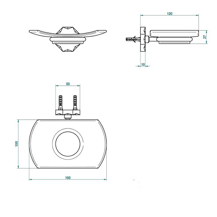 THG NIHAL PORCELAINE IVOIRE Мыльница стеклянная, настенный монтаж, цвет Soft gold