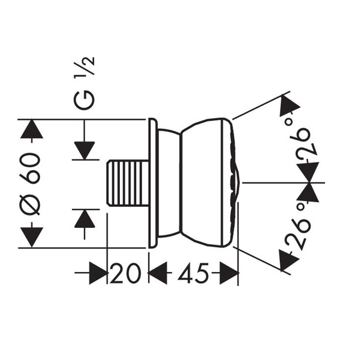 HG Bodyvette Боковая форсунка, 1jet, G1/2, цвет: хром HG Bodyvette Боковая форсунка, 1jet, G1/2, цвет: хром