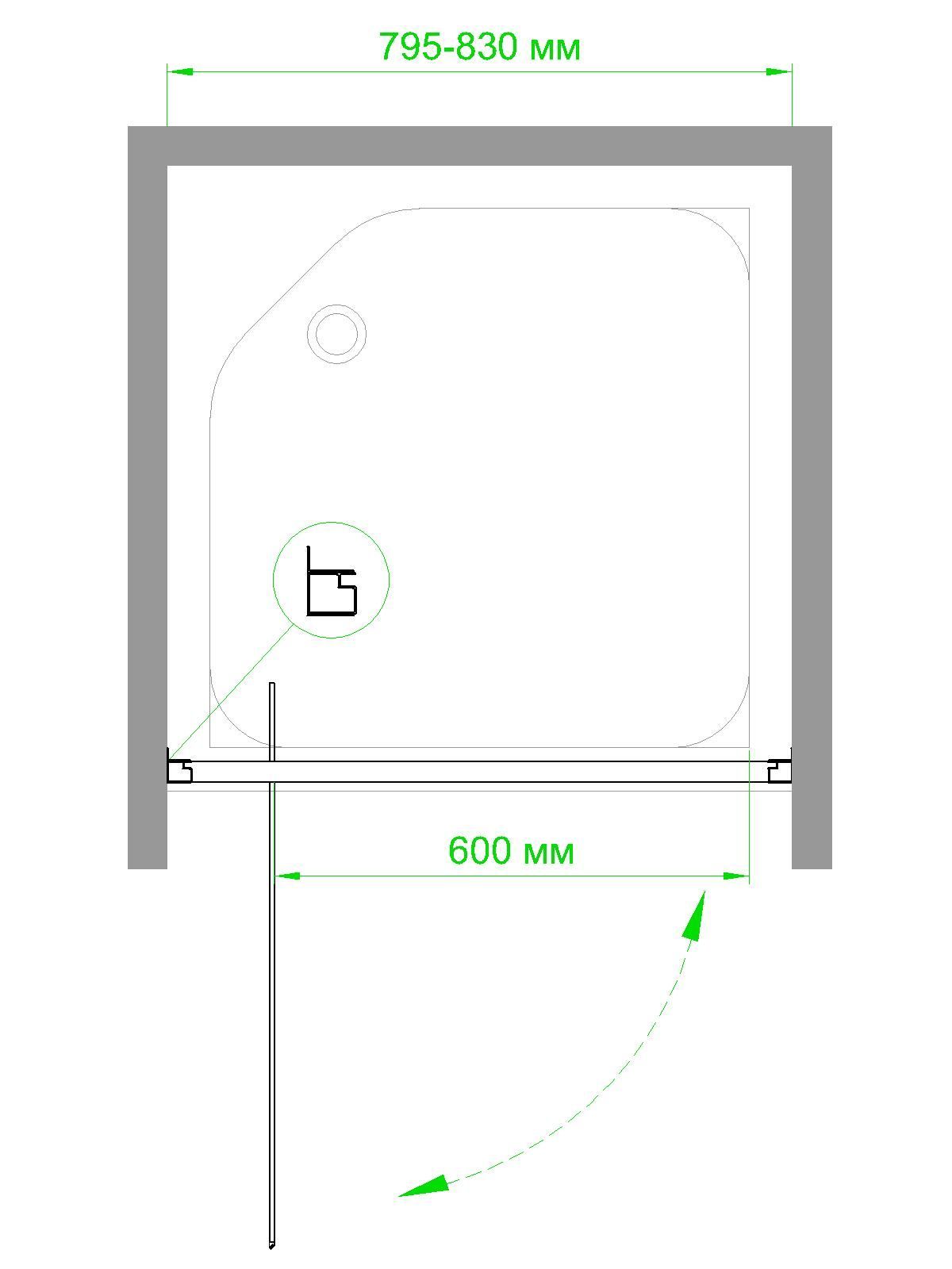 Душевая дверь Royal Bath RB HV-C-CH 80х185 (рифленое)