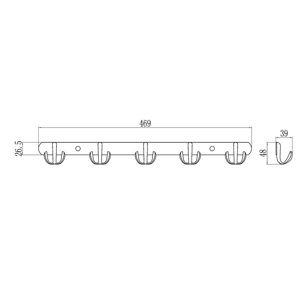 Планка с крючками Savol S-002255, хром, артикул S-002255