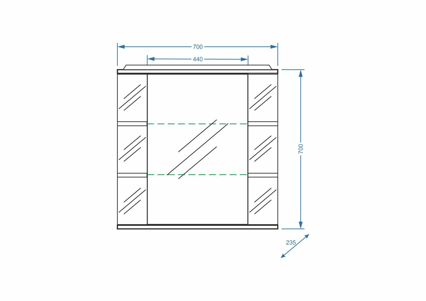 Зеркало-шкаф "Лаура 70/С", правое