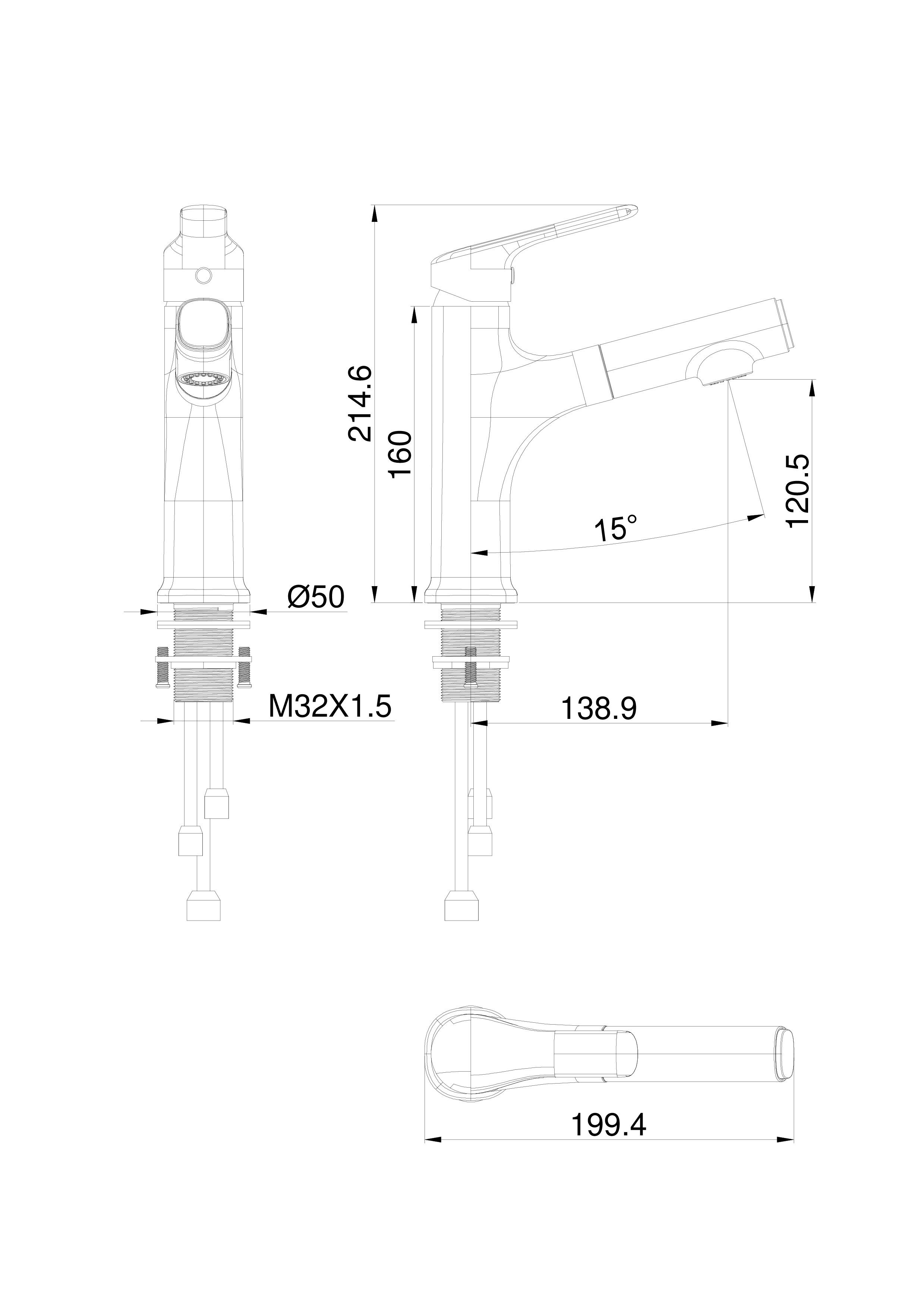 Смеситель для раковины с выдвижным изливом WONZON & WOGHAND, Белый матовый (WW-AE4151-MW) Смеситель для раковины с выдвижным изливом WONZON & WOGHAND, Белый матовый (WW-AE4151-MW)