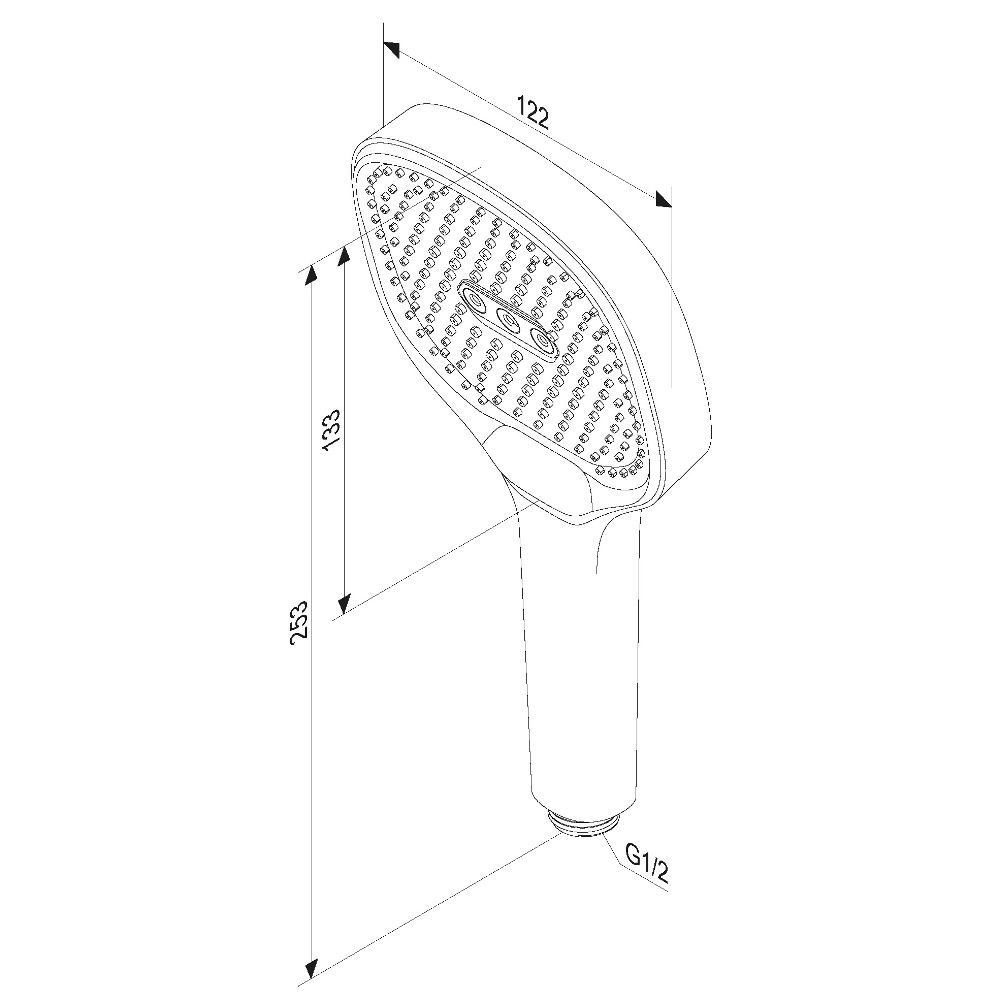 940020300 Merkur ручной душ, квадрат 3 функции, черный 940020300 Merkur ручной душ, квадрат 3 функции, черный