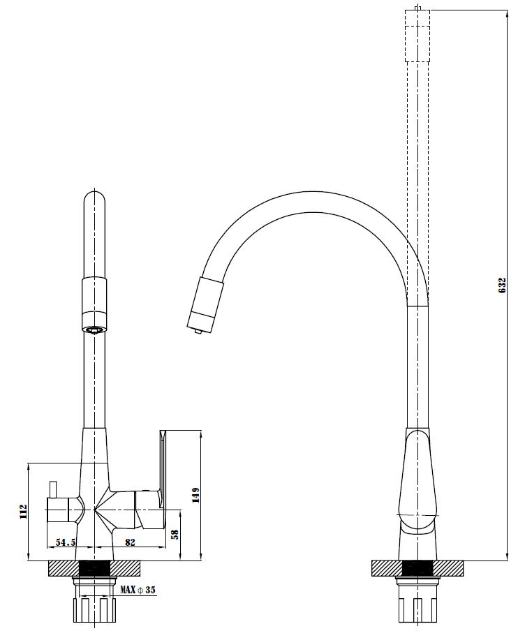 Смеситель Coral для кухни с подключением к фильтру, черный, артикул: CL 03 B, артикул CL 03 B