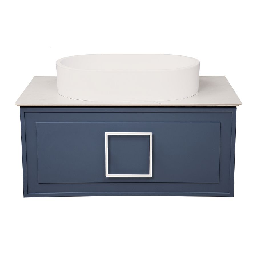 Тумба под раковину подвесная La Fenice Cubo FNC-01-CUB-BG-80, синяя, артикул FNC-01-CUB-BG-80