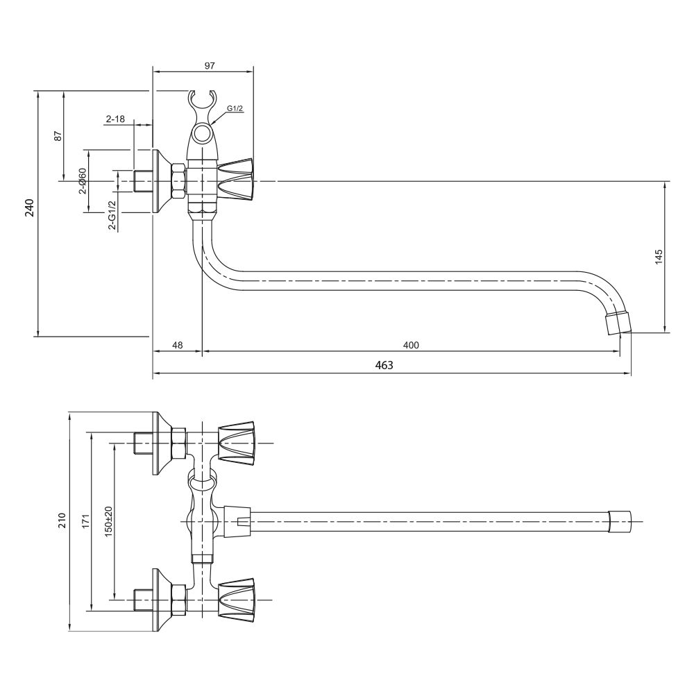 Смеситель для ванны WesnaArt KAMILA KAM16-322-23241, хром