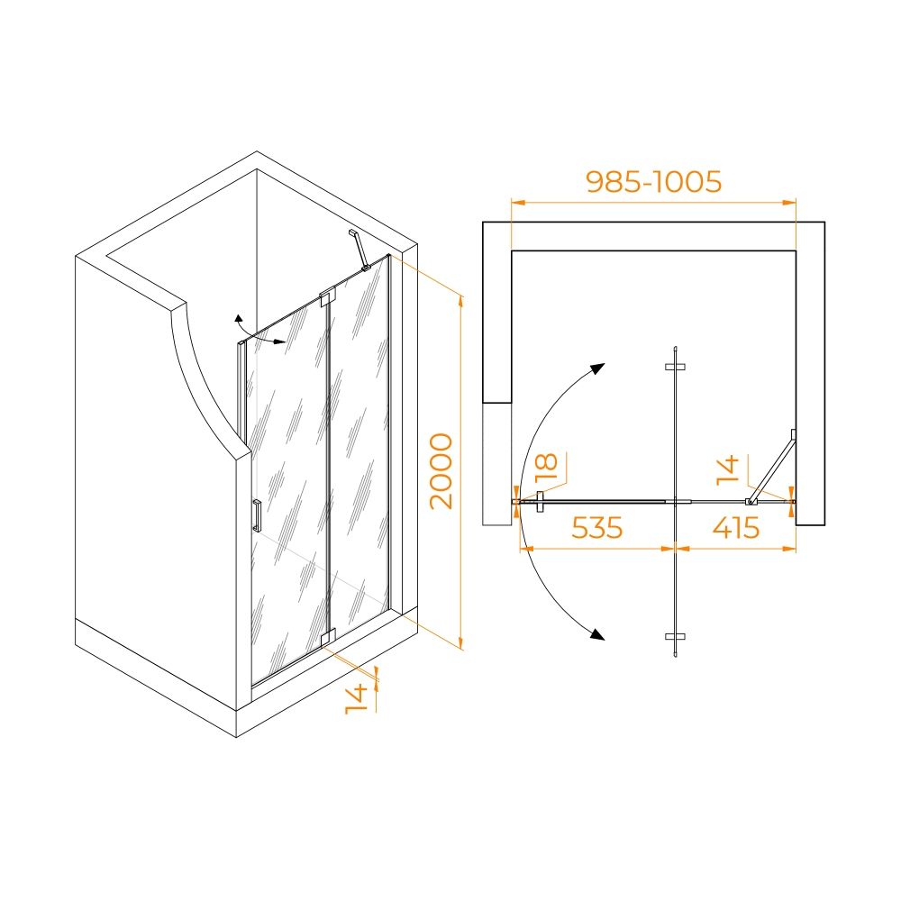 Душевая дверь RGW HO-014 (Прозрачное, 1000)