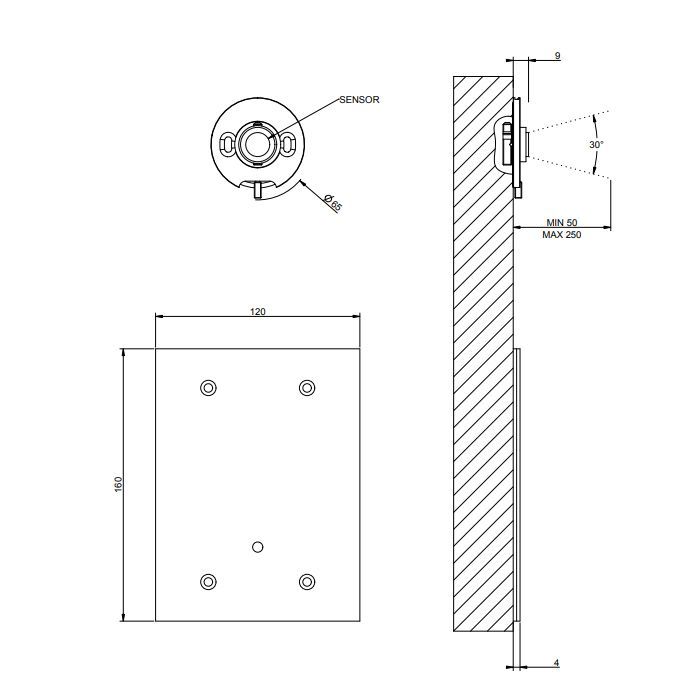 GESSI INCISO Электронное удаленное управление для настенного излива с кран-фильтром для регулировки температуры и напора воды, внешн часть, цвет хром