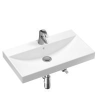 Комплект 4 в 1 Lavinia Boho Bathroom Sink 21510451, врезная фарфоровая раковина 80 см, смеситель с донным клапаном, латунный сифон, угловые вентили 2 шт.