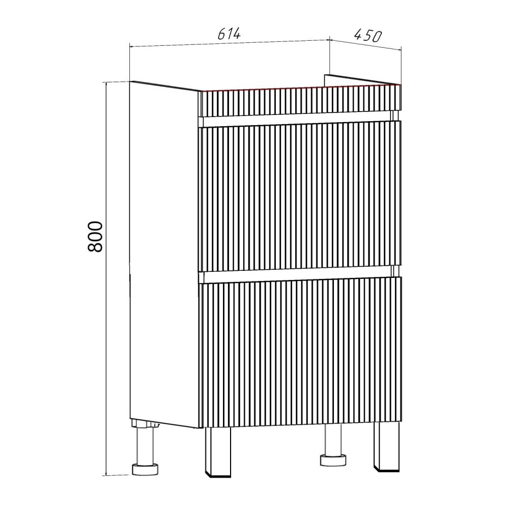Тумба Runo Модена 65 напольная 2 ящика белая под умывальник 00-00001021 (Оскар 65) (00-00001452), артикул 00-00001452