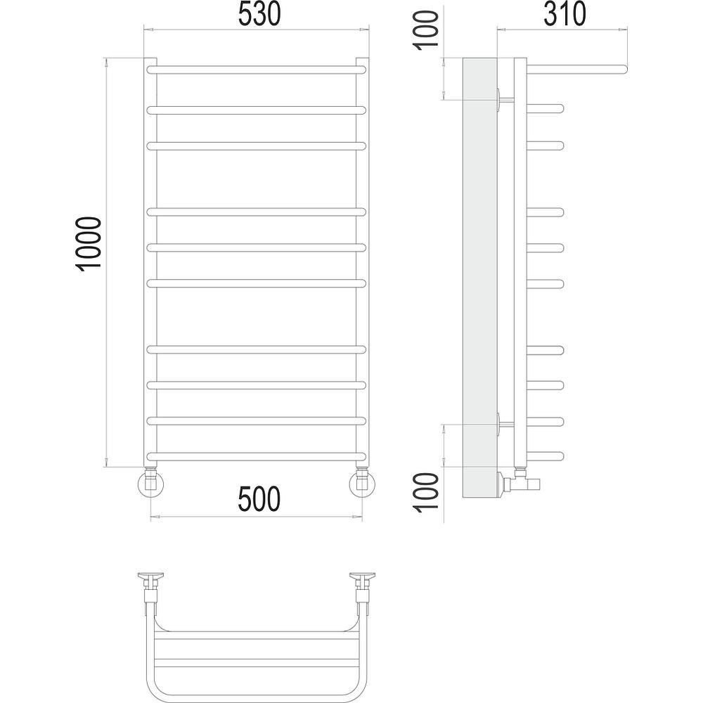 Полотенцесушитель водяной с полкой Terminus Арктур П10 50х100