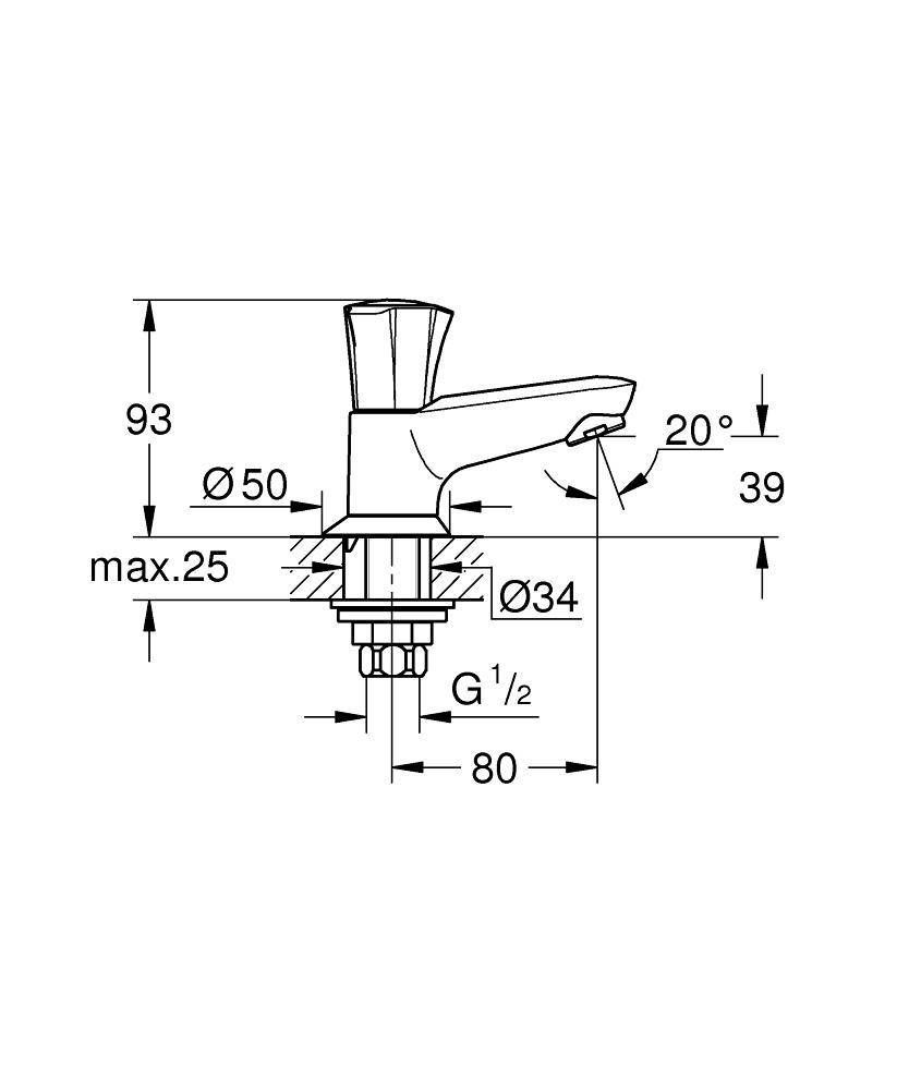 Вентиль для раковины GROHE Costa L, без функции смесителя, хром (20404001) Вентиль для раковины GROHE Costa L, без функции смесителя, хром (20404001)