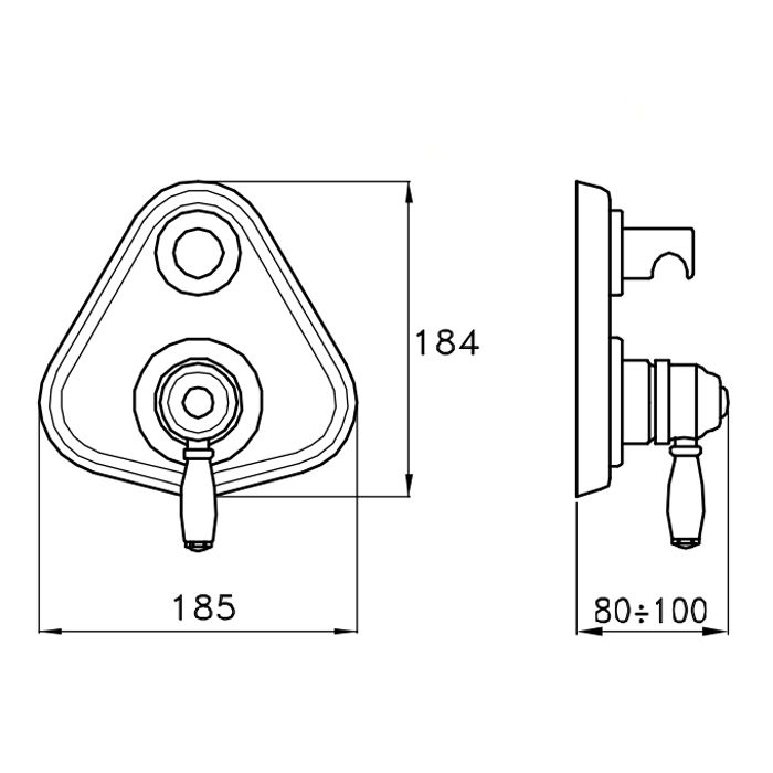 Stella Italica Внешняя часть встраиваемого смесителя для ванны/душа 3254MC P.V. с авт.переключателем, цвет: хром