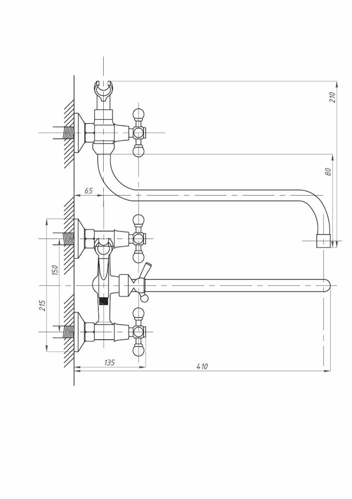 Смеситель для ванны с душем FAUZT FZs-428-54 тип См-ВУДРНШлА, артикул FZs-428-54