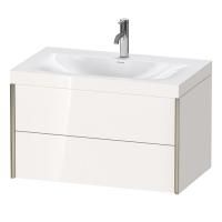 Duravit XViu Тумба подвесная 503x800x480мм, с раковиной без перелива, с 1 отв под смес, 2 ящика, цвет: белый глянцевый/champagne matt