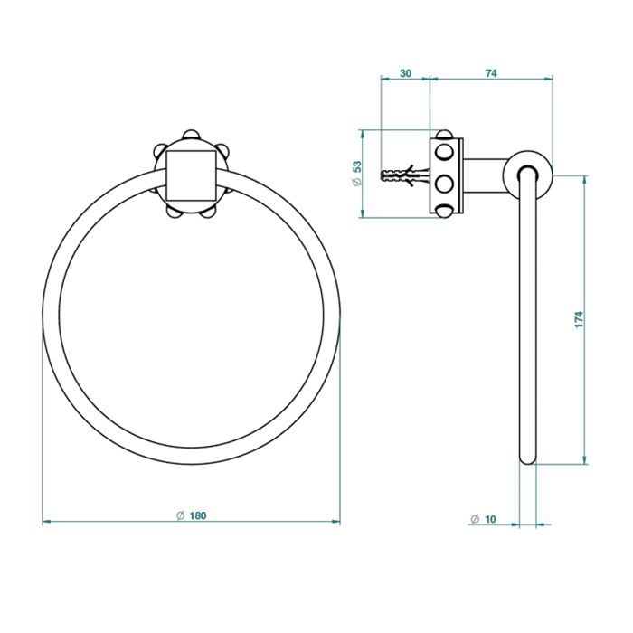 THG MOSSI CRISTAL CLAIR Полотенцедержатель-кольцо, цвет хром