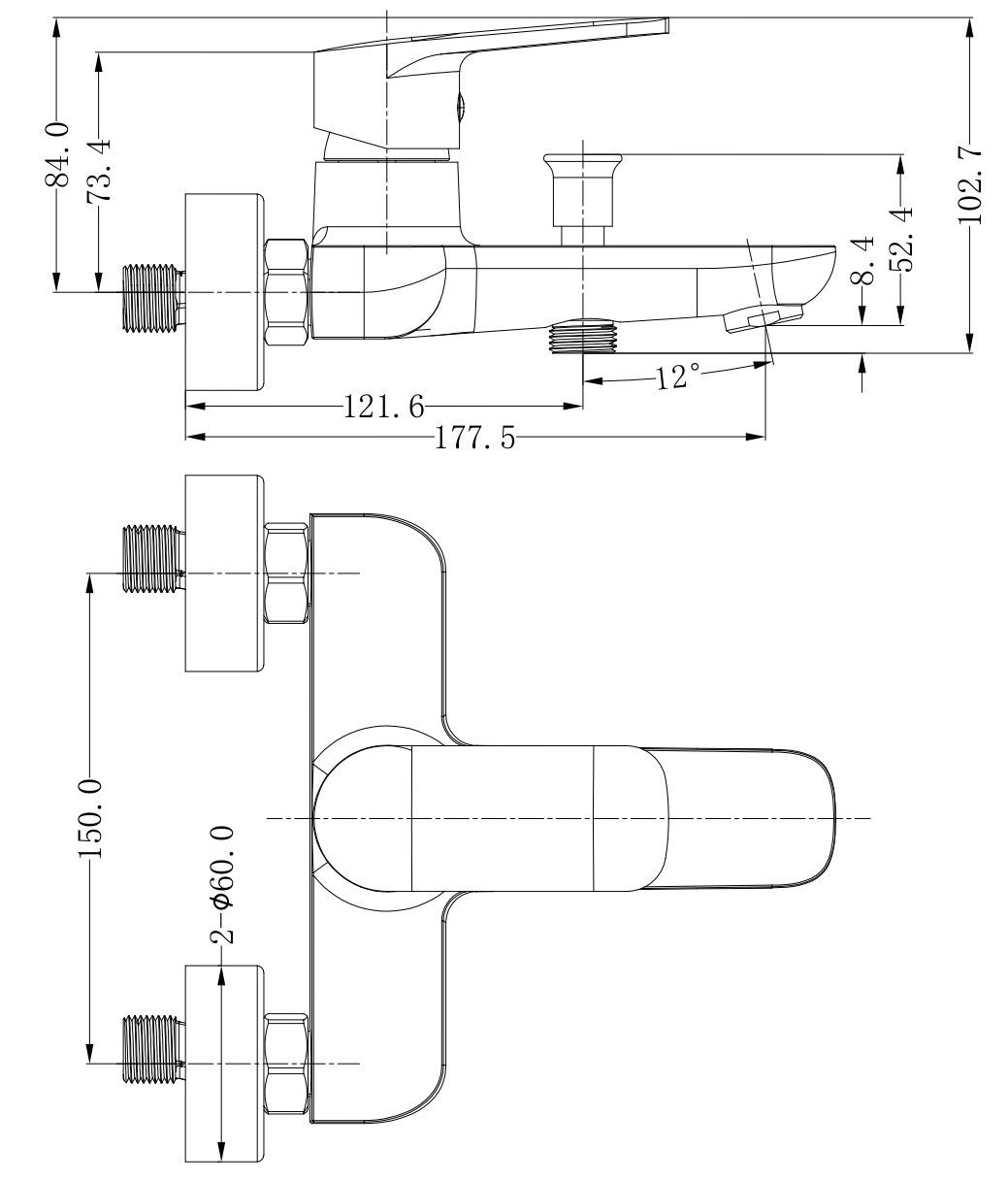 Смеситель Mexico для ванны, с коротким изливом, без акс., артикул: MX 54, ESKO, артикул MX 54