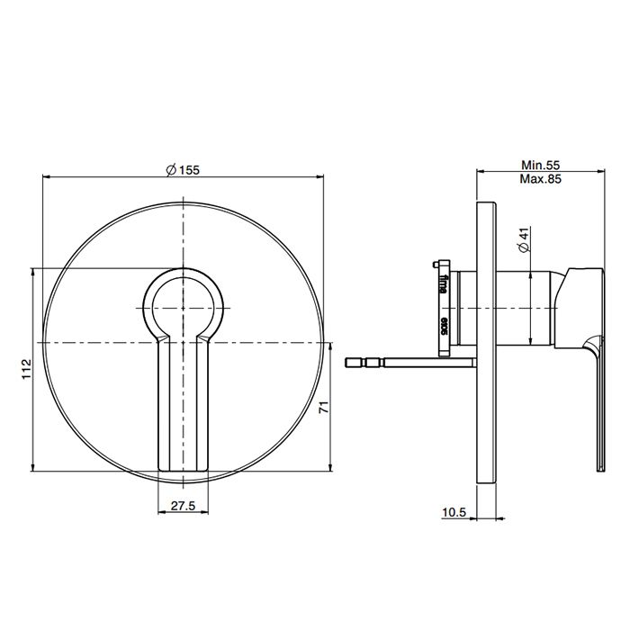 Смеситель для душа, Fima Carlo Frattini, Mast, тип открывания воды-однорычажный, монтаж-настенный встраиваемый, отверстия для монтажа-1, внутренняя часть-необходимо заказать, цвет-хром