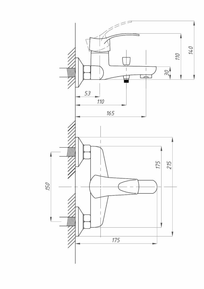 Смеситель для ванны с душем ПСМ-ПРОФСАН PSM-815-023 ПЛЮС тип См-ВОРНШлА, артикул PSM-815-023
