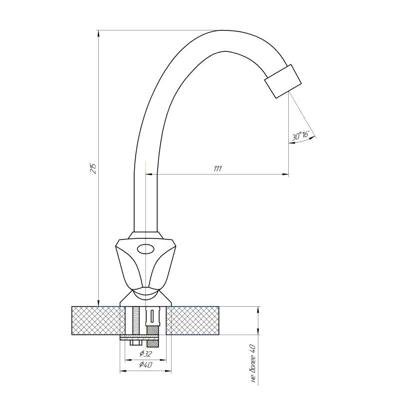 Смеситель для кухни Сантаком stONIX 1106, хром