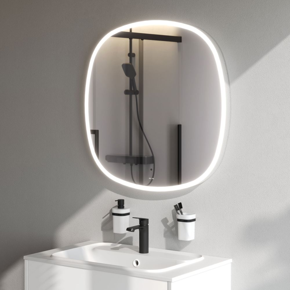 M8FMOX0801WGS Зеркало универсальное с контурной LED-подсветкой, ИК- сенсором, квадрат, 80 см