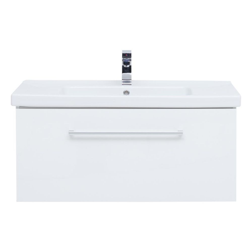 Тумба с раковиной подвесная Dreja Big Inn 100 см, белый, артикул 77-0205W-com