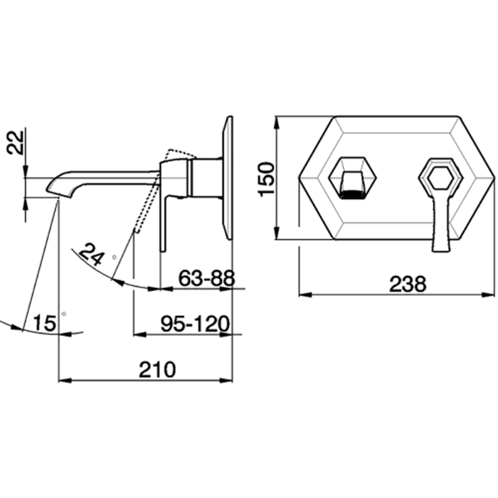 CISAL Внутренняя часть однорычажного смесителя из стены для раковины, артикул ZA00651004 Акция