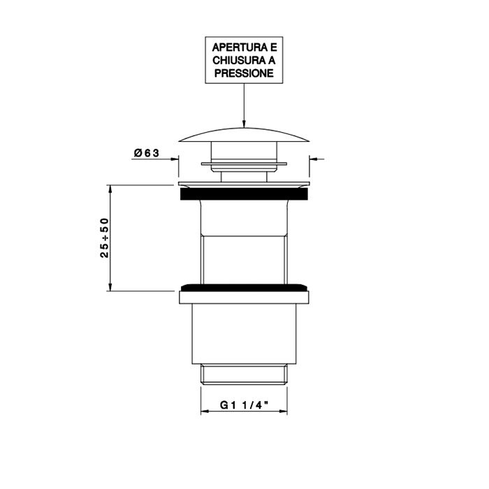 Nicolazzi Scarichi Донный клапан свободного слива 1”1/4,без перелива, цвет  хром