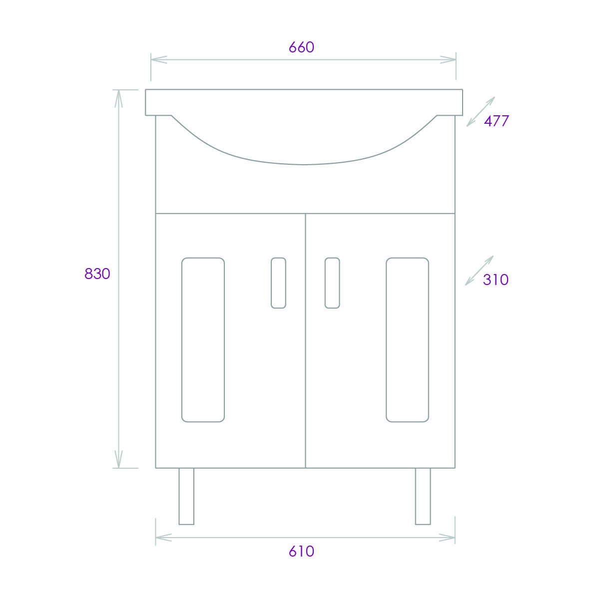 Тумба Onika Кристалл 65 напольная, белая (ум. Байкал 65)