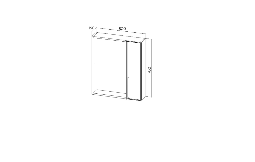 Зеркальный шкаф VIANT "Кёльн" 80 правый светлое дерево 160х800х700 (VKEL80SD-ZSH), артикул VKEL80SD-ZSH