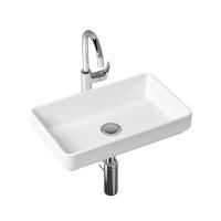 Комплект 3 в 1 Lavinia Boho Bathroom Sink Slim 21510198, накладная фарфоровая раковина 55 см, смеситель с донным клапаном, латунный сифон