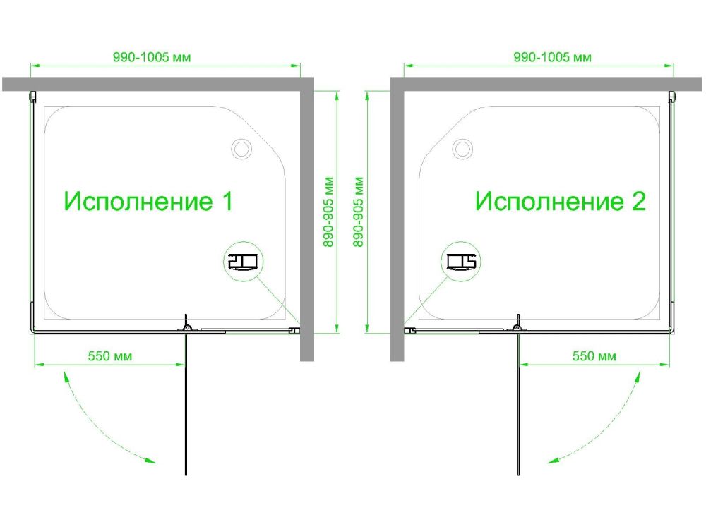 Душевой уголок Royal Bath  RB  HPVD-C-BL 100х90х200 (матовое), артикул RB9100HPVD-C-BL