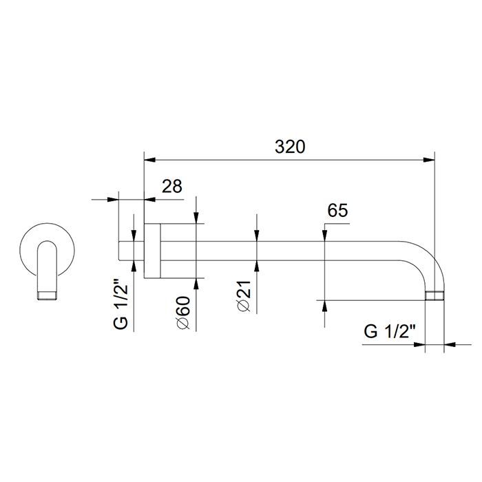 FANTINI FONTANE BIANCHE Держатель верхнего душа 450 мм., настенный, цвет Matt Gun Metal PVD