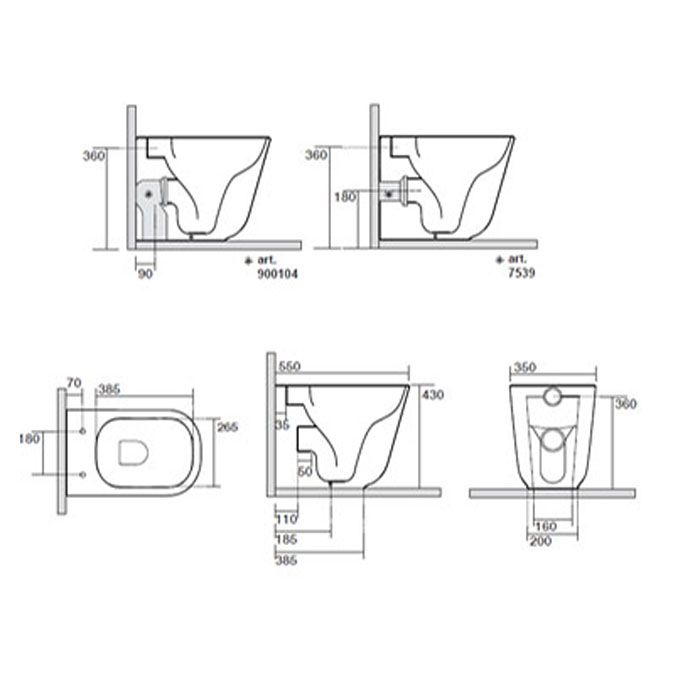 Kerasan Tribeca Унитаз напольный пристенный 55 см БЕЗОБОДКОВЫЙ, c креплением WB5N, цвет: белый матовый