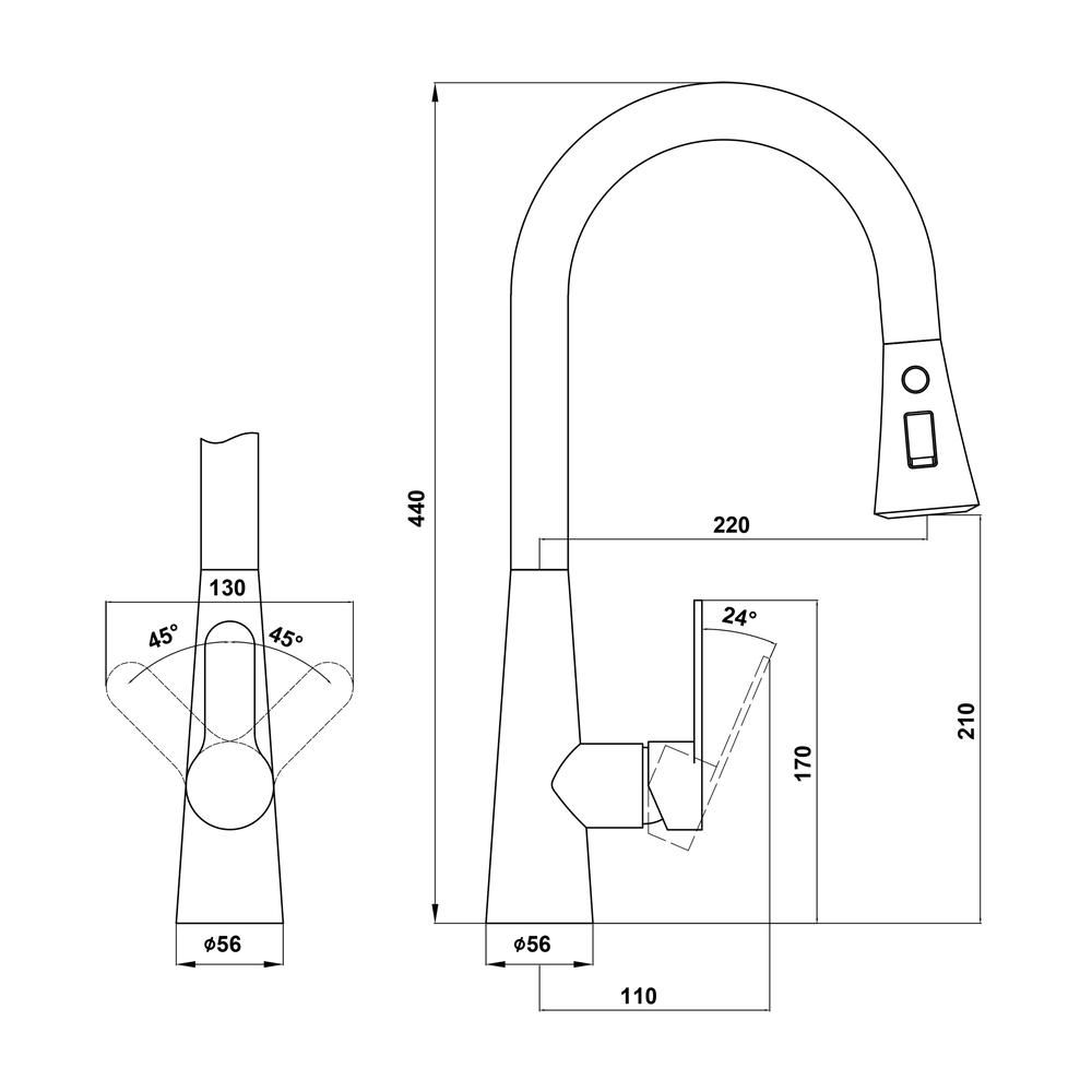 Смеситель для кухни с выдвижным изливом Florentina ВИТА 313.29Н.1223.307, серый шёлк, артикул 313.29Н.1223.307
