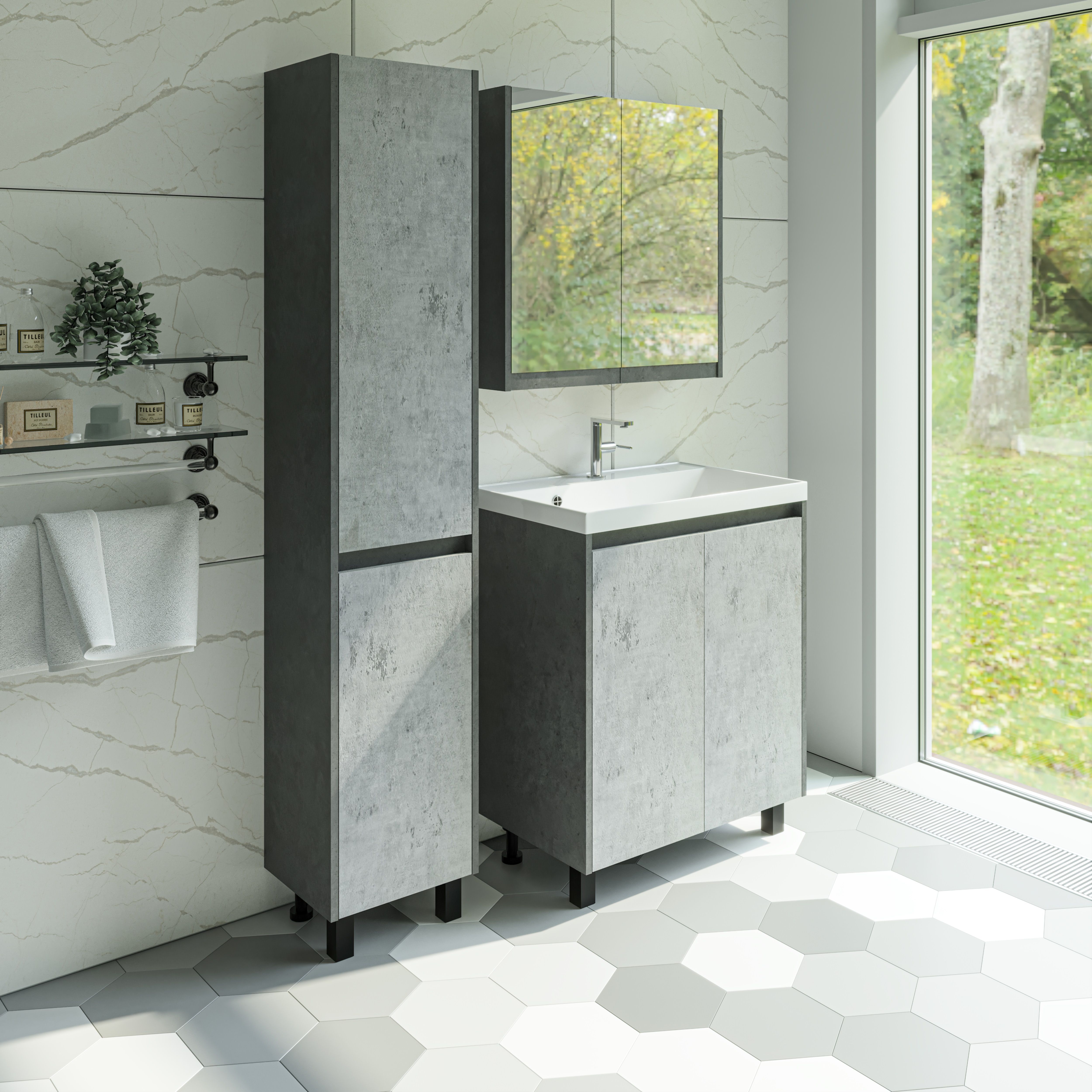 Зеркало-шкаф "Кибела 70", цемент