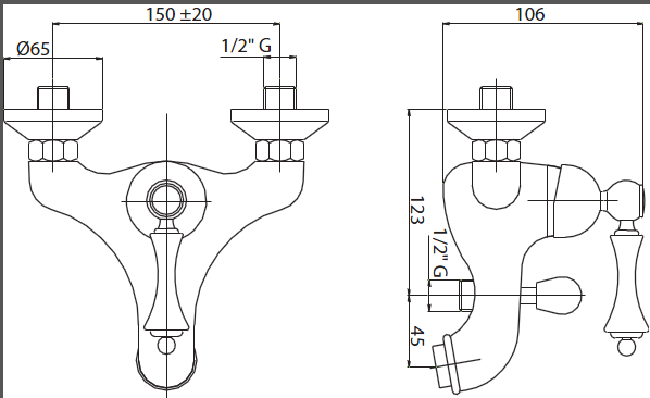 Смеситель для ванны и душа CEZARES  MARGOT-VM