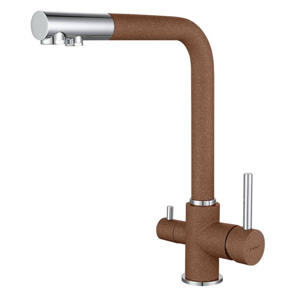 Смеситель для кухни с подключением фильтра GranFest 3611, терракот