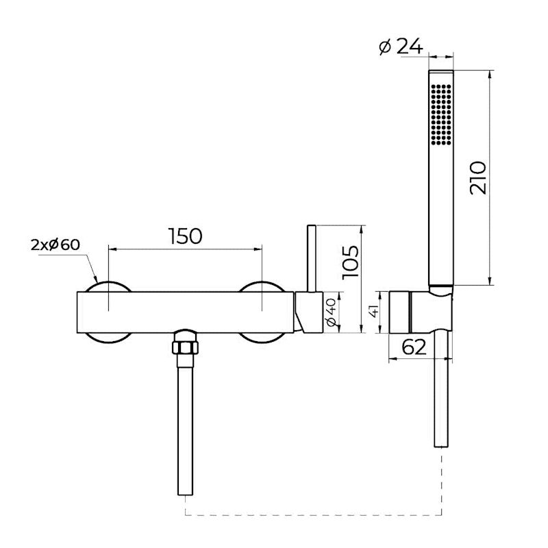 Смеситель для душа Knotlor SS-22/GM, вороненая сталь