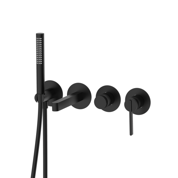 Смеситель для ванны настенный 4 отверстия DQ Bonn черный (DA1704805)