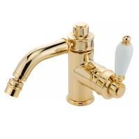 ERMITAGE Смеситель для биде моноком., ручка сбоку белая, золото