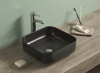 Раковина керамическая накладная AM-78110-MB, цвет чёрный матовый, 385х385х135