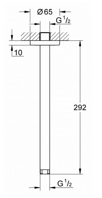 Душевой кронштейн потолочный GROHE Rainshower neutral 292 мм, хром (28497000) Душевой кронштейн потолочный GROHE Rainshower neutral 292 мм, хром (28497000)