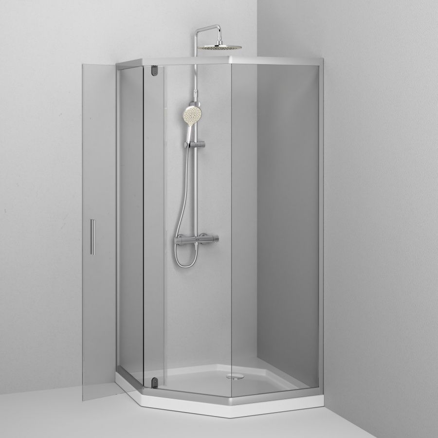 W90G-405-090MT Душевое ограждение Gem 5-corner Pivot 90x90 стекло прозрачное, профиль матовый хром, W90G-405-090MT Душевое ограждение Gem 5-corner Pivot 90x90 стекло прозрачное, профиль матовый хром,