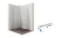 Душевой уголок Ambassador Diamond 12011105L-ST2, квадратный, линейный трап, 90х90