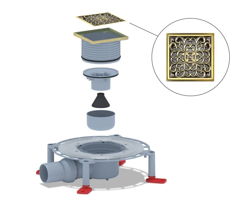 Душевой трап Bronze de Luxe 21962-5602, бронза, артикул 21962-5602
