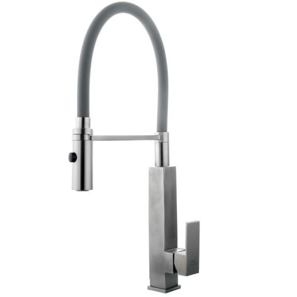 Смеситель для кухни с гибким изливом FASHUN A54102-12, сатин/серый